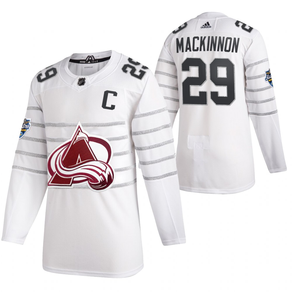 Men's Colorado Avalanche #29 Nathan MacKinnon 2020 White All Star Stitched NHL Jersey